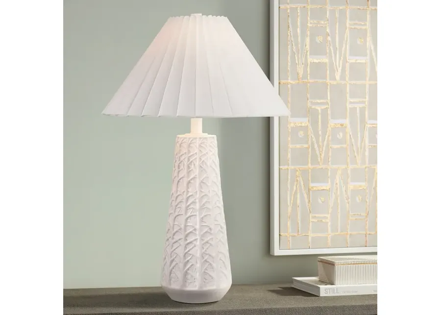 Possini Euro Cayon 30 1/2" Pleated Shade Modern White Table Lamp-white