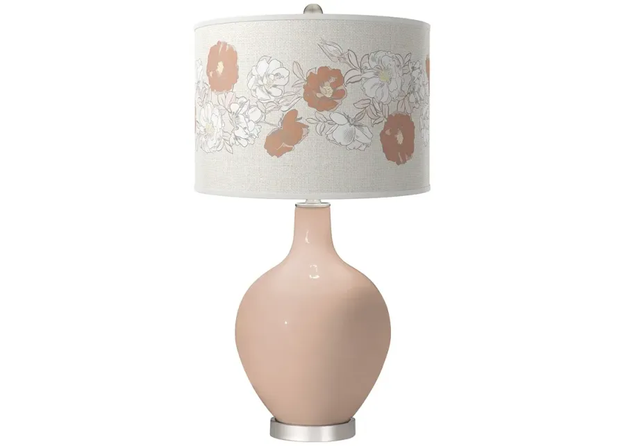 Italian Coral Rose Bouquet Ovo Table Lamp-silver