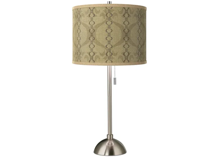 Colette Pattern Giclee Glow Brushed Nickel Pull Chain Table Lamp-silver