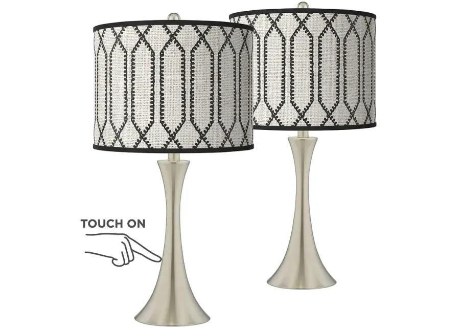 Giclee Glow Trish 24" Rustic Chic Shade Touch Table Lamps Set of 2-gray