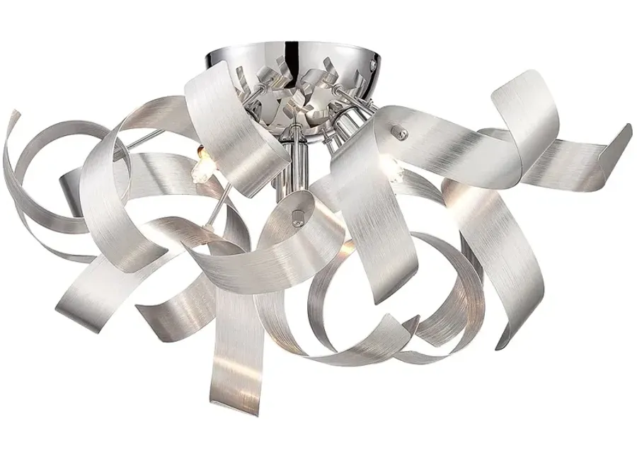 Ribbons 16.5-in W Millenia Flush Mount-silver