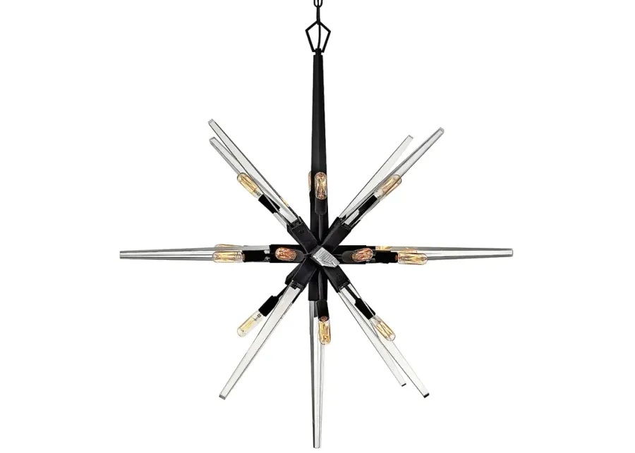 Hinkley Ariel 36"W Black 16-Light Starburst Pendant Light-black