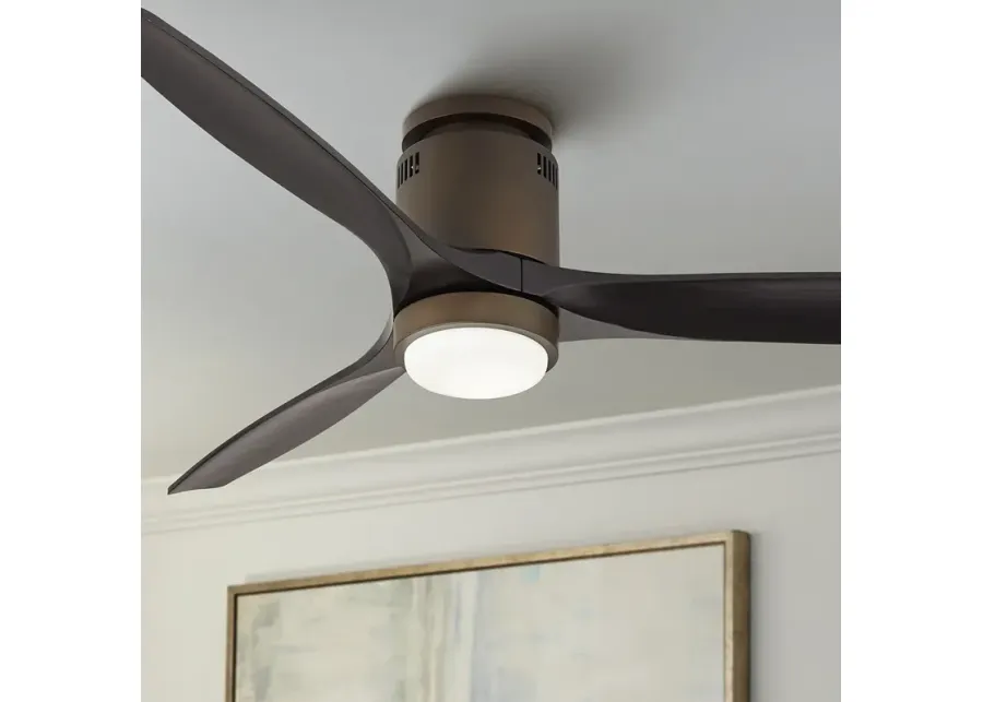 52" Casa Vieja Windspun Bronze Black LED Hugger Fan with Remote-brown