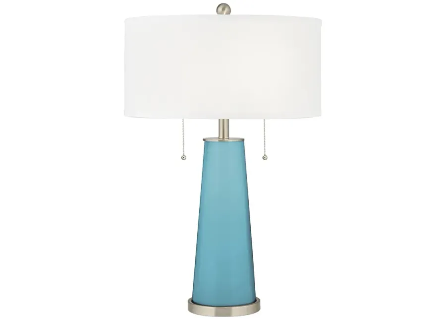 Color Plus Peggy 29 3/4" Modern Glass Nautilus Blue Table Lamp-silver