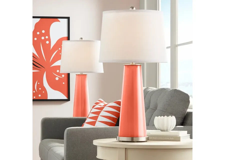 Color Plus Leo 29 1/2" Daring Orange Glass Table Lamps Set of 2-orange