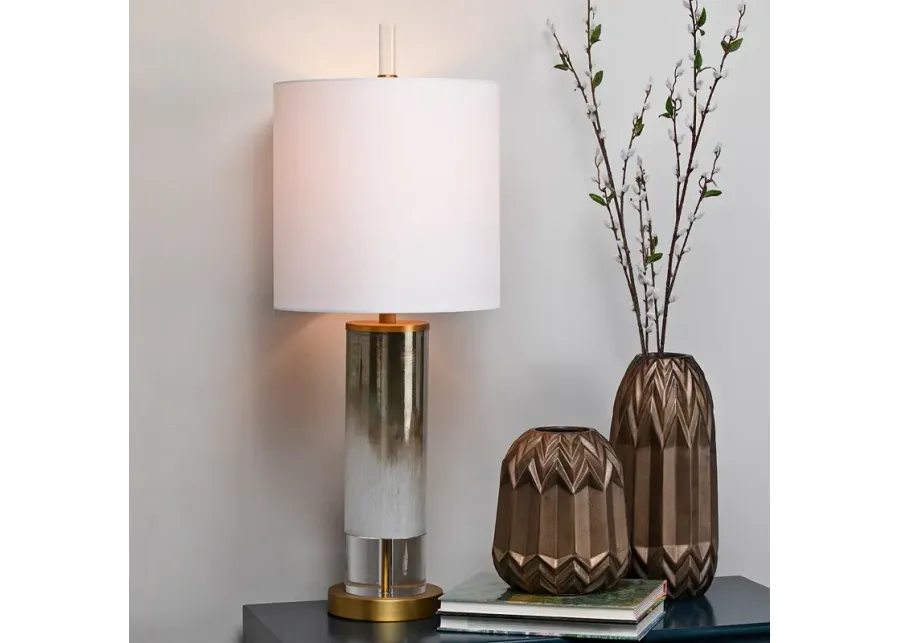 Wyatt Brown Glazy Glass and Crystal Table Lamp w/ Nightlight-brown