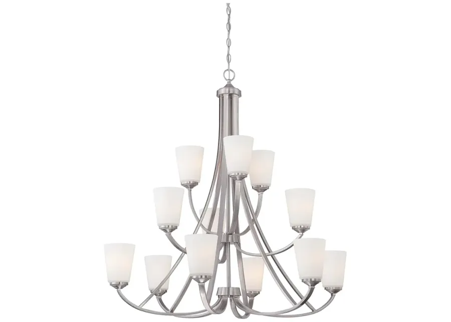Overland Park 39" Wide Brushed Nickel 12-Light Chandelier-silver