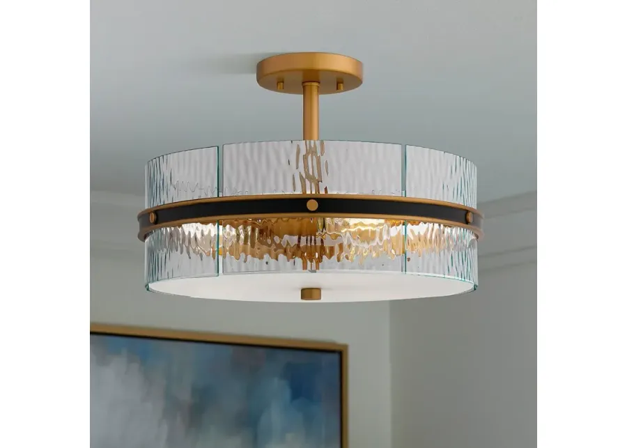 Quoizel Reagan 16" Wide Matte Black and Gold Ceiling Light-gold