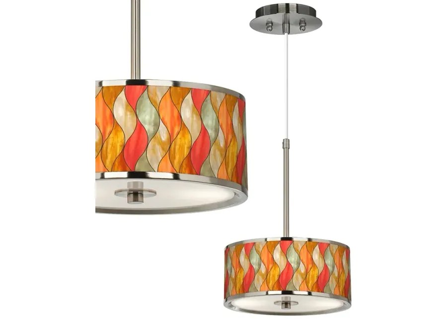 Flame Mosaic Giclee Glow 10 1/4" Wide Pendant Light-orange