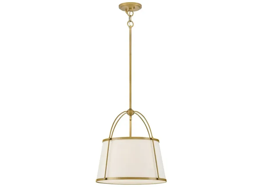 Hinkley Clarke 16 1/4" Dark Brass White Linen Shade Pendant Light-gold