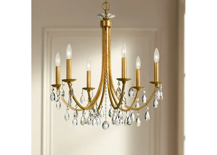 Crystorama Bridgehampton 26"W Antique Gold 6-Light Crystal Chandelier-gold