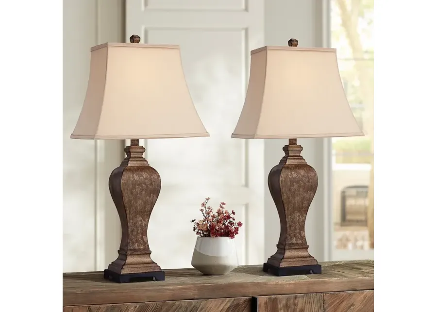 Regency Hill Edgar 29" High Traditional Bronze Table Lamps Set of 2-brown