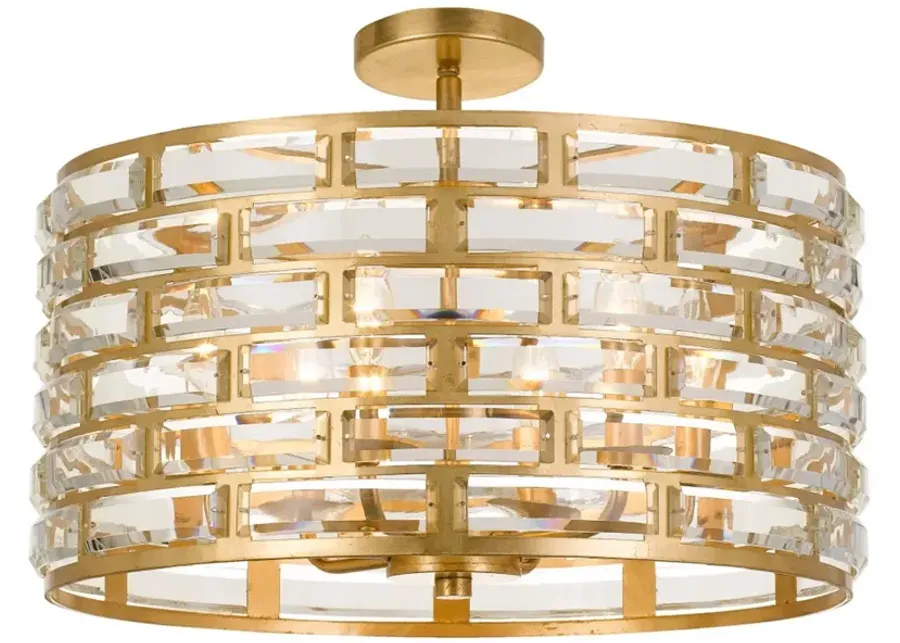 6 Light Antique Gold Semi-Flush-gold