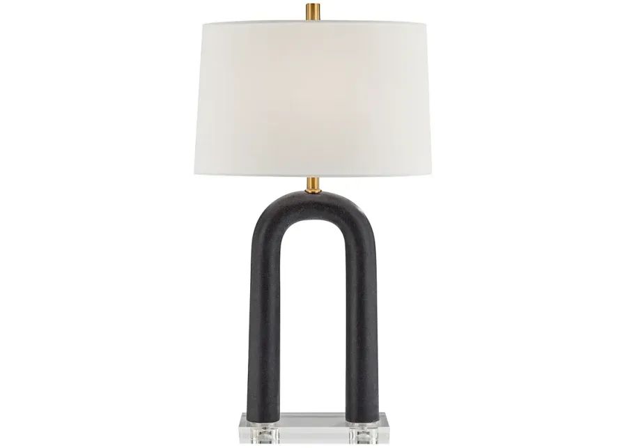 Possini Euro Elie 29" Speckled Black Faux Stone Modern Table Lamp-black