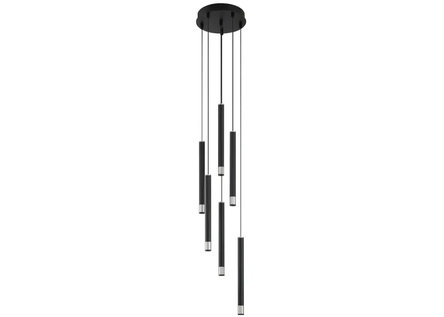 George Kovacs  Wand LED 6-Light Coal and Brushed Nickel Pan Pendant-black
