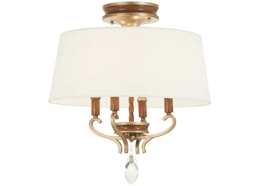 4 Light Flush Mount-brown