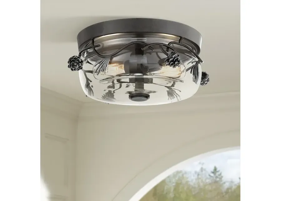 Minka-Lavery Ponderosa Ridge 2-Light Weather Spruce and Silver Flush Mount-gold