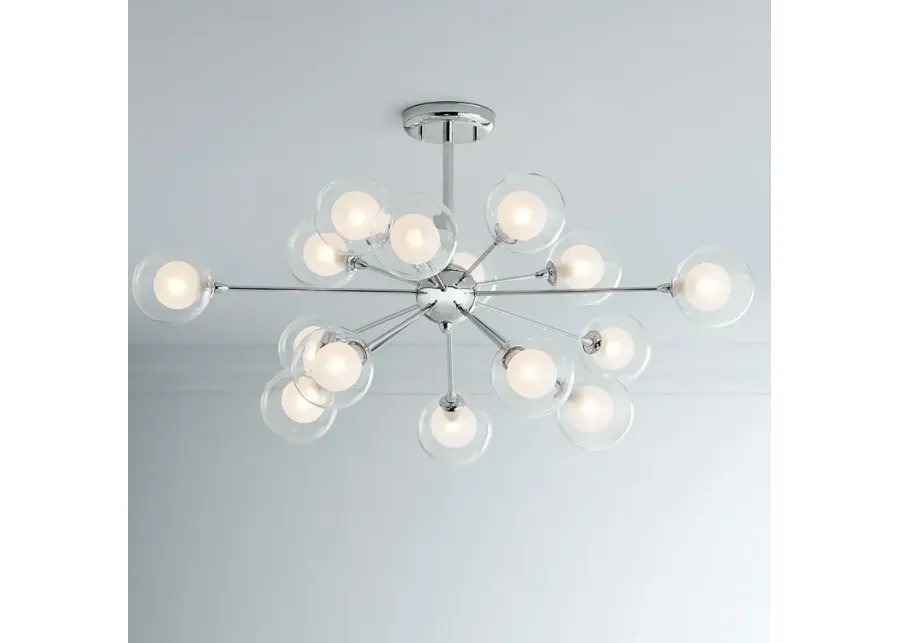 Possini Euro Nimbus 30 1/2" 15-Light Glass Chrome LED Sputnik Pendant-silver