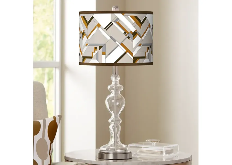 Giclee Glow Apothecary 28" Craftsman Mosaic Shade Glass Table Lamp-gray