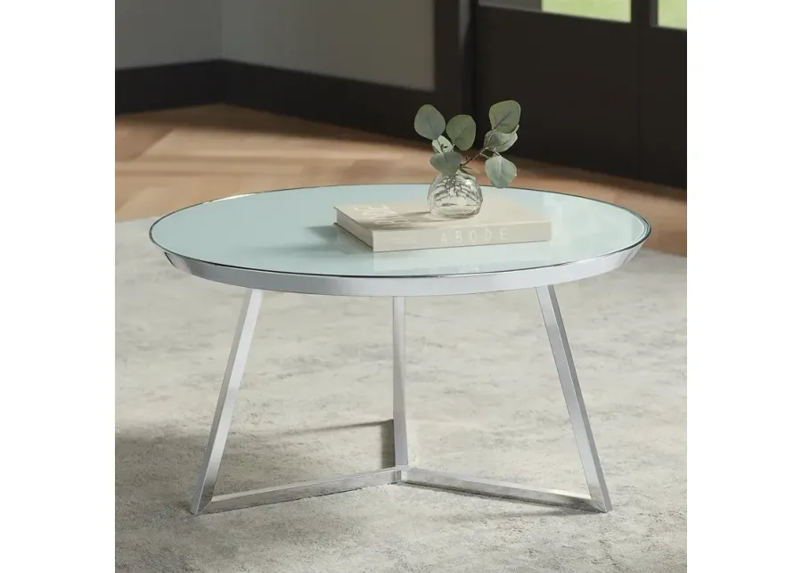 Carrie 29 3/4" Wide Chrome and White Glass Coffee Table-silver