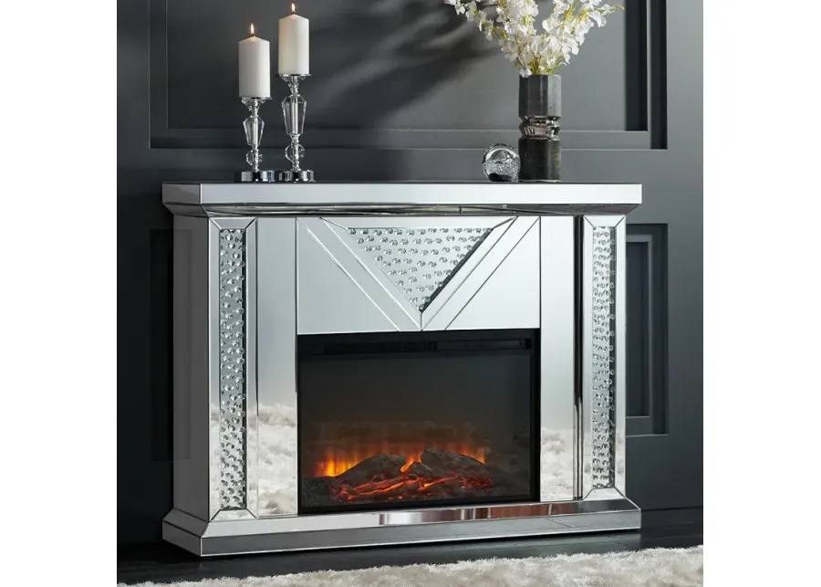 Milla 47 1/4" Wide Mirrored Electric Fireplace-red