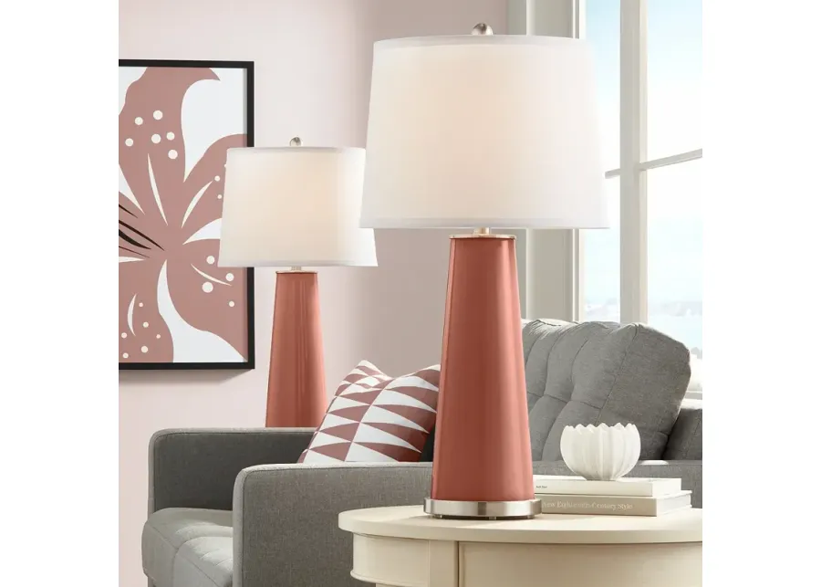 Color Plus Leo 29 1/2" High Rojo Dust Red Table Lamps Set of 2-red