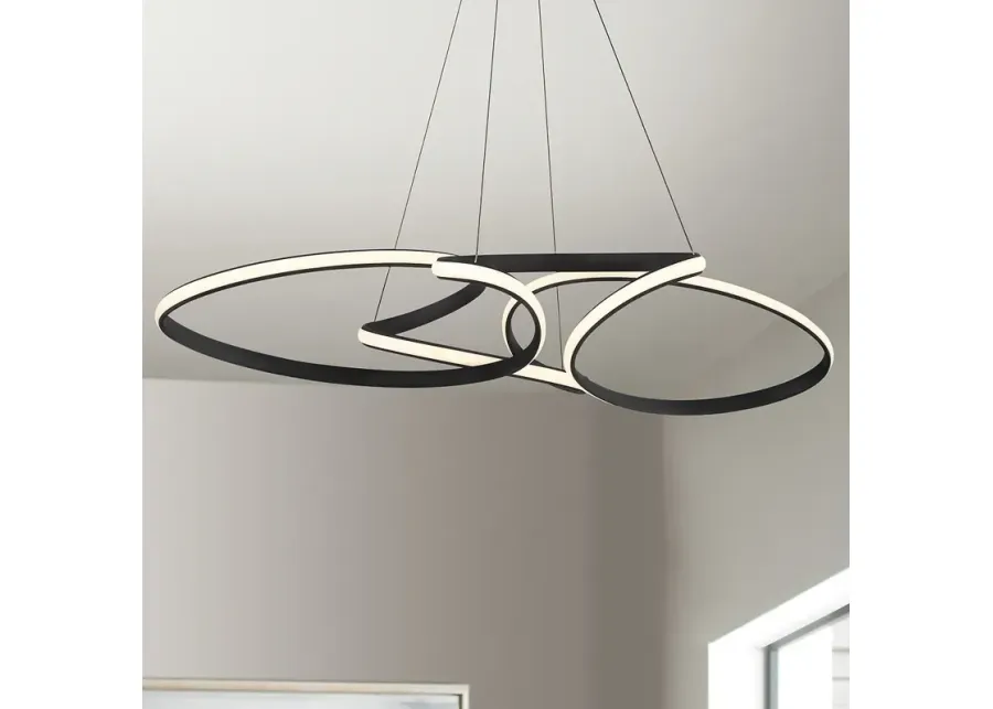 Possini Euro Helix 39 1/2" Sand Black LED Multi-Ring Pendant Light-black