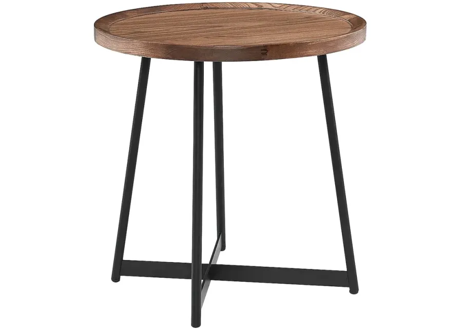 Niklaus 21 3/4" Wide American Walnut Wood Round Side Table-brown