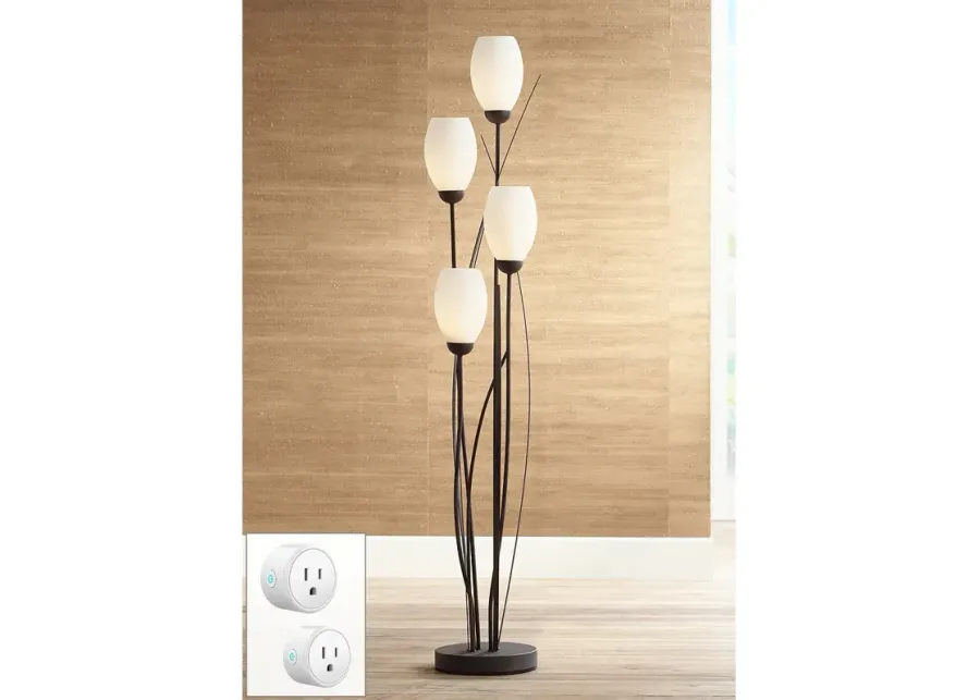Franklin Iron Jareth 73" Tulip 4-Light Floor Lamp with Smart Socket-black