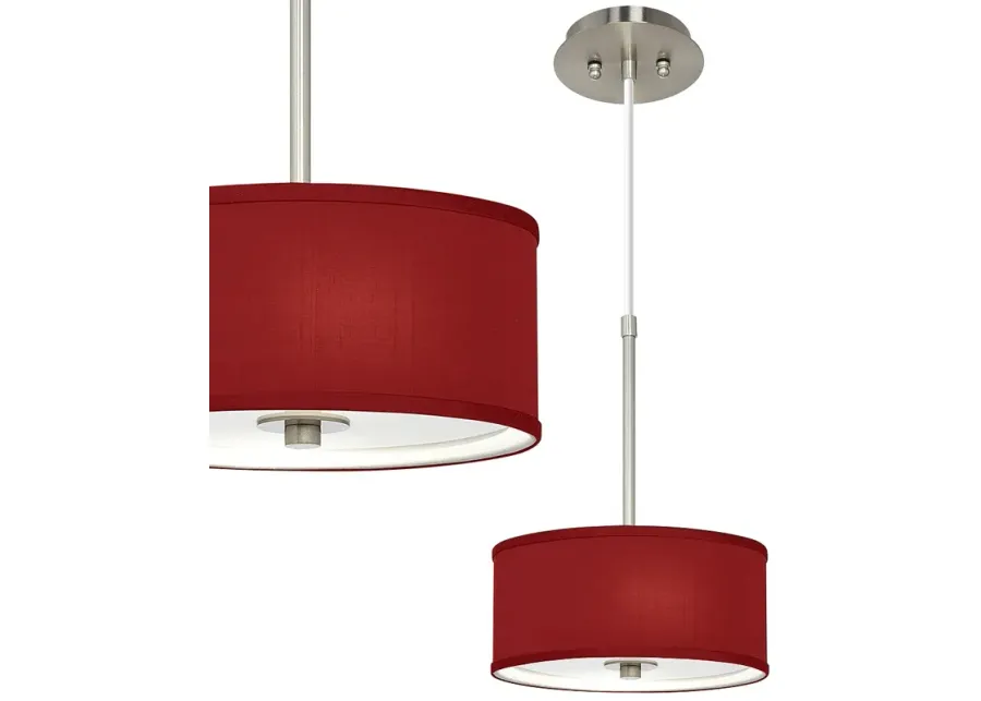 Possini Euro 10 1/4" Wide Textured Faux Silk Red Mini Pendant-red
