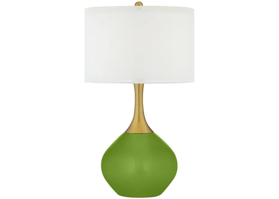 Color Plus Nickki Brass 30 1/2" High Gecko Green Modern Table Lamp-green