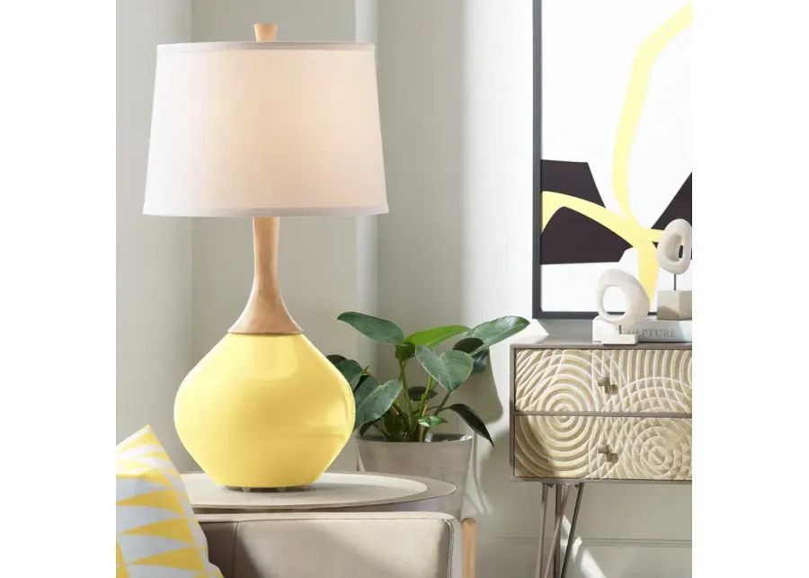Color Plus Wexler 31" White Shade Daffodil Yellow Table Lamp-yellow