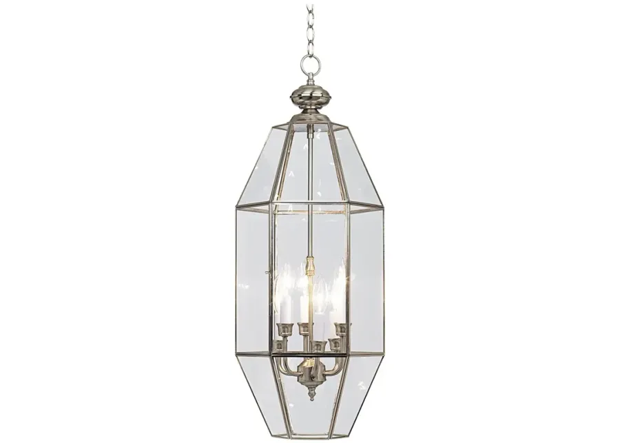 Hexagon 12 1/2" Wide 6-Light Nickel and Clear Glass Pendant Chandelier-gold