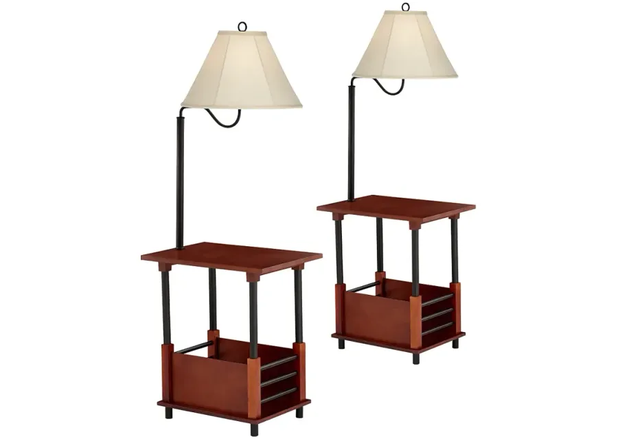 Regency Hill Marville  55" Mission End Table Floor Lamps Set of 2-brown
