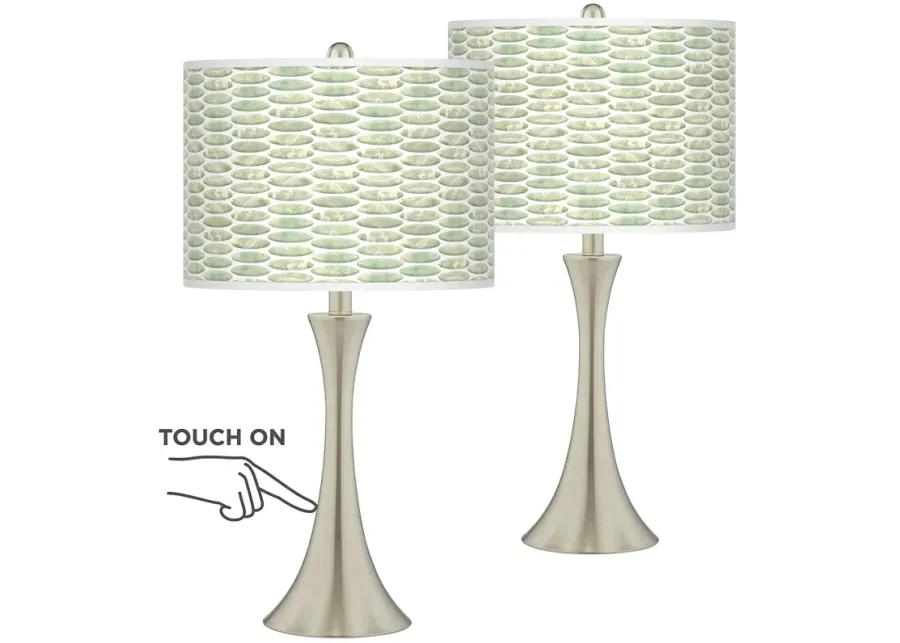Giclee Glow Trish 24" Oval Tempo Shade Touch Lamps Set of 2-green