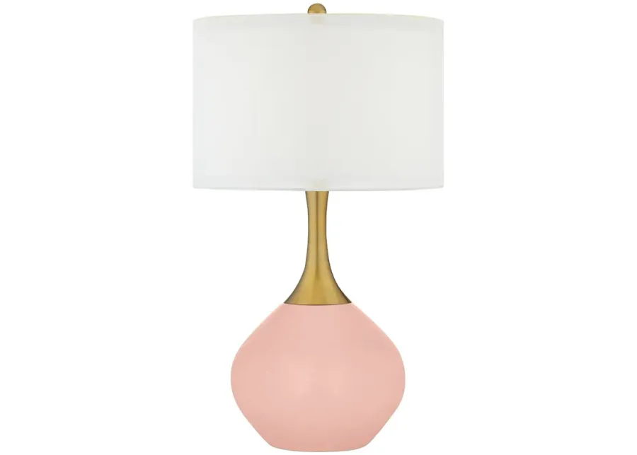 Color Plus Nickki Brass 30 1/2" High Modern Rose Pink Table Lamp-pink