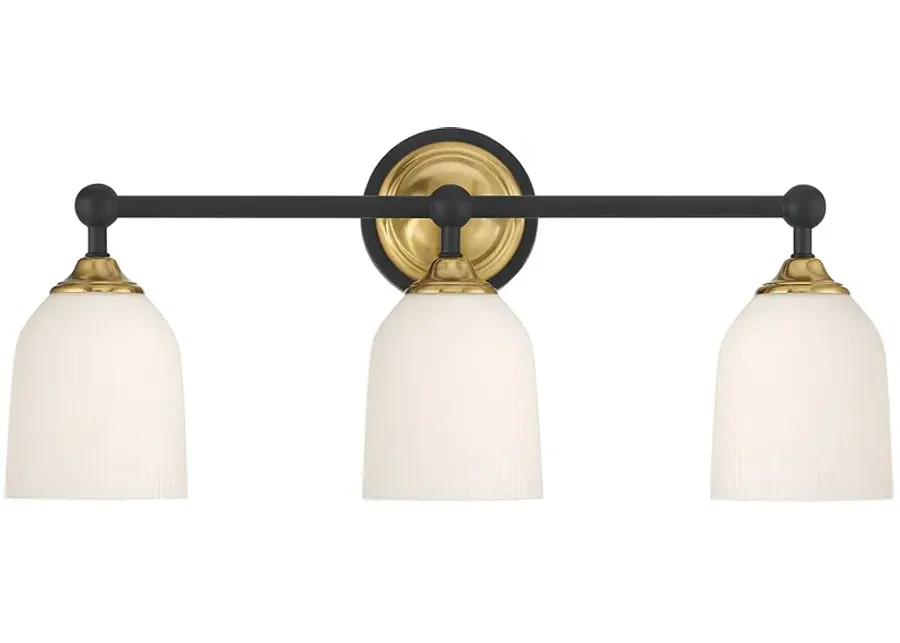 Possini Euro Zaragoza 23" Wide Gold and Black 3-Light Bath Light-gold