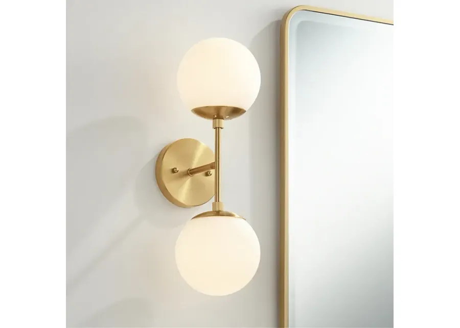 Possini Euro Oso 18" High Gold Opal Glass 2-Light Wall Sconce-gold
