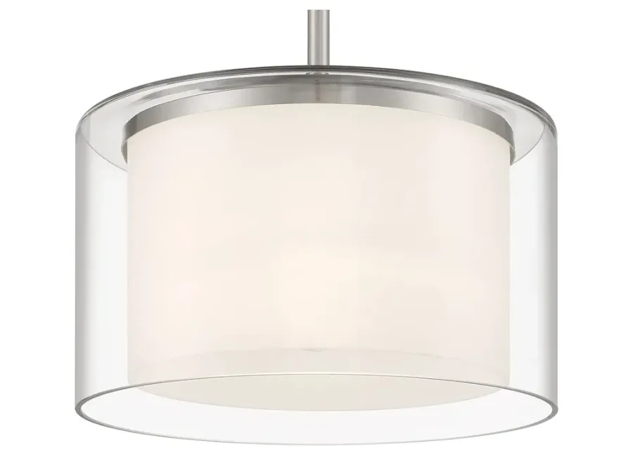 Minka Vantage Parsons 10" Wide 1-Light Brushed Nickel Glass Pendant-white