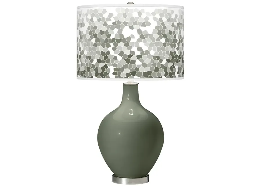Color Plus Ovo 28 1/2" Mosaic Shade Deep Lichen Green Table Lamp-green