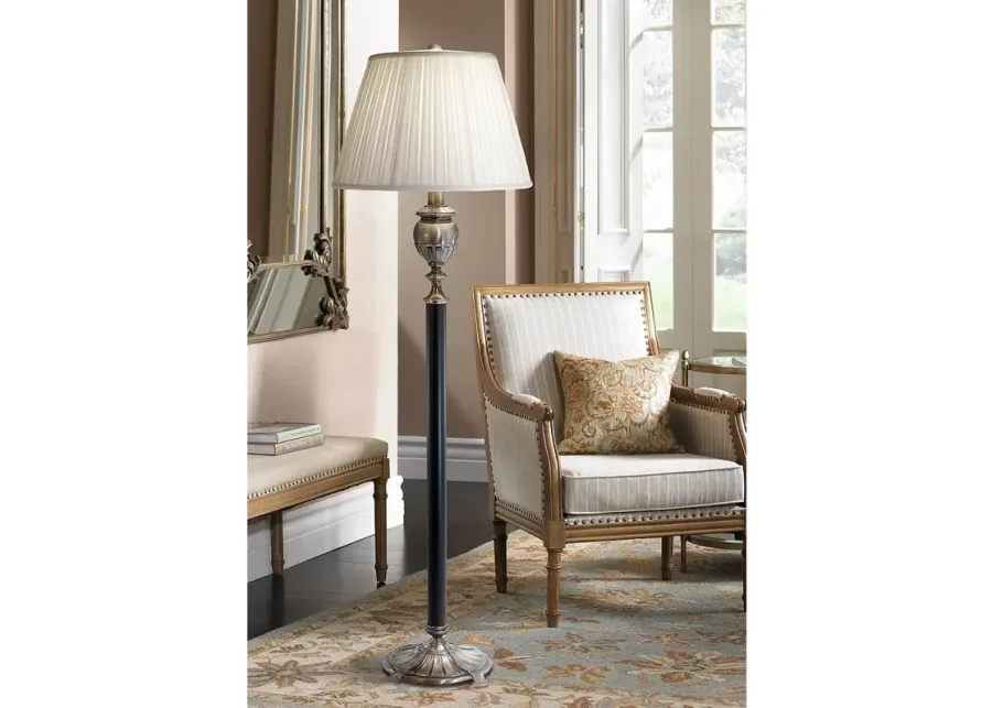Stiffel Leighton 62" Antique Nickel Matte Black Metal Floor Lamp-silver