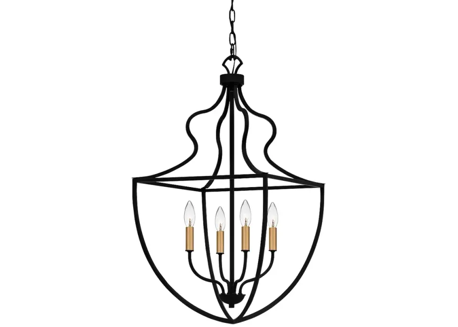 Quoizel Keeley 16 1/2" Wide Matte Black 4-Light Pendant-black