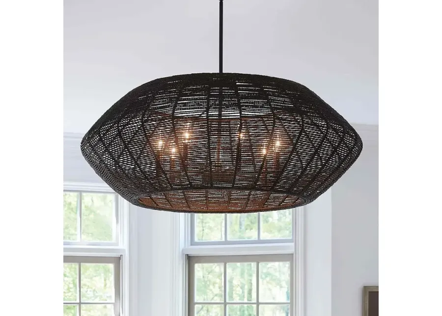 Hinkley Luca 38" Wide Black Weave Modern Drum Pendant Chandelier-black