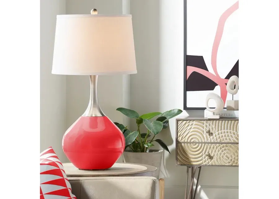 Color Plus Spencer 31" High Modern Glass Poppy Red Table Lamp-red