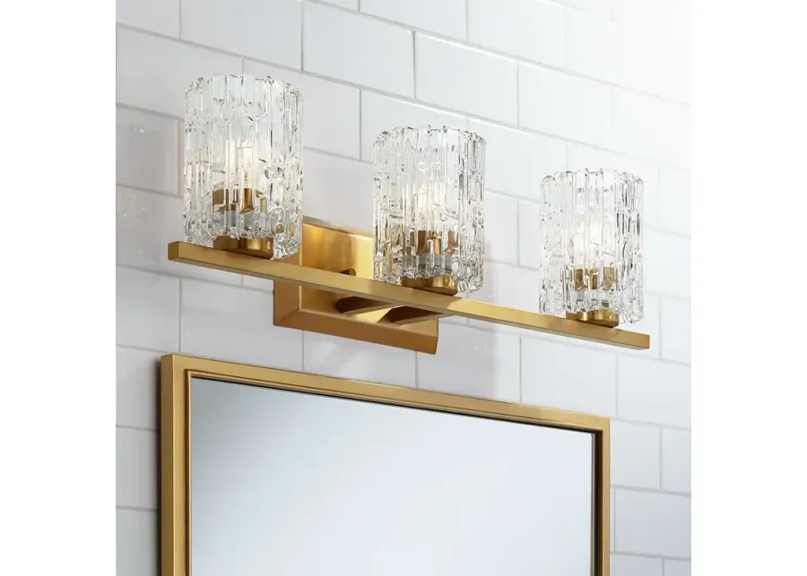 Possini Euro Icelight 25" Wide Ice Glass and Gold Bath Light-gold