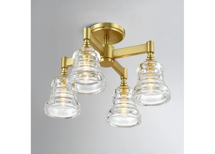 Gregory 4 Light Aged Brass Semi Flush Mount-gold