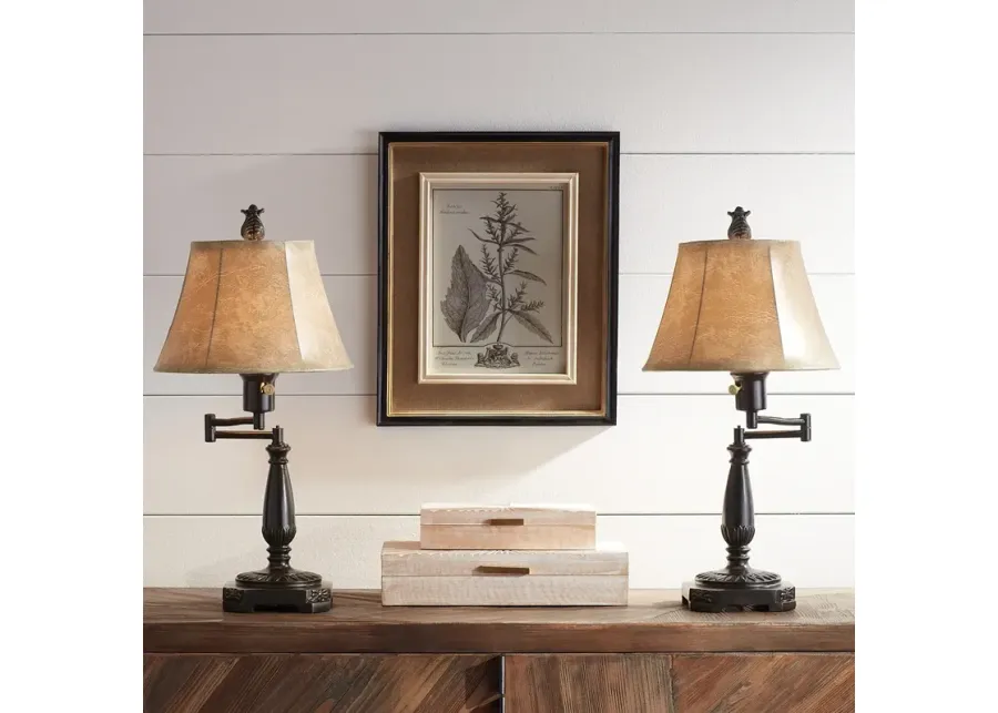 Regency Hill 22 1/2" High Bronze Swing Arm Lamps Set of 2-brown
