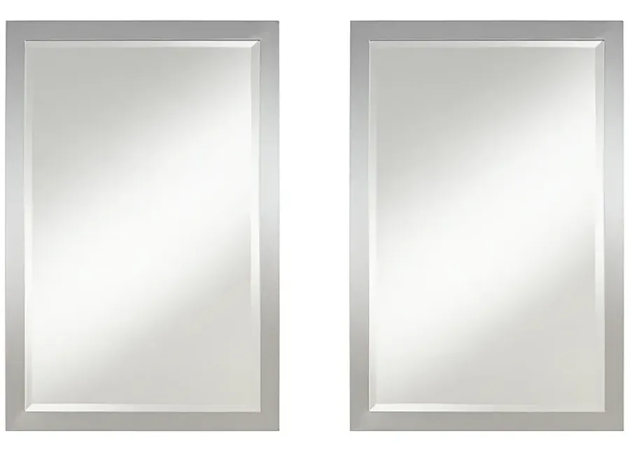 Metzeo Chrome 22" x 33" Rectangular Wall Mirrors Set of 2-silver