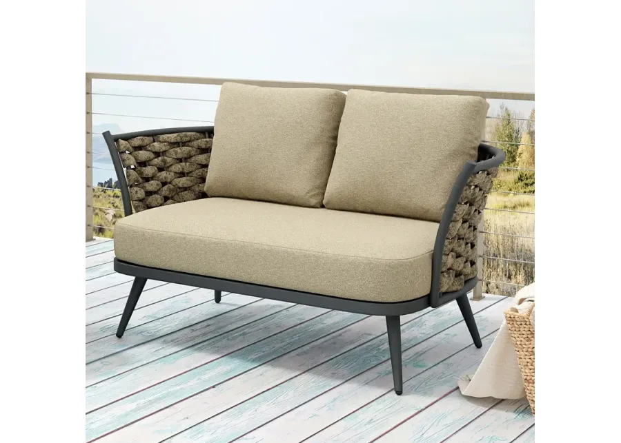 Solna 55 1/2" Wide Taupe Aluminum Outdoor Loveseat-brown