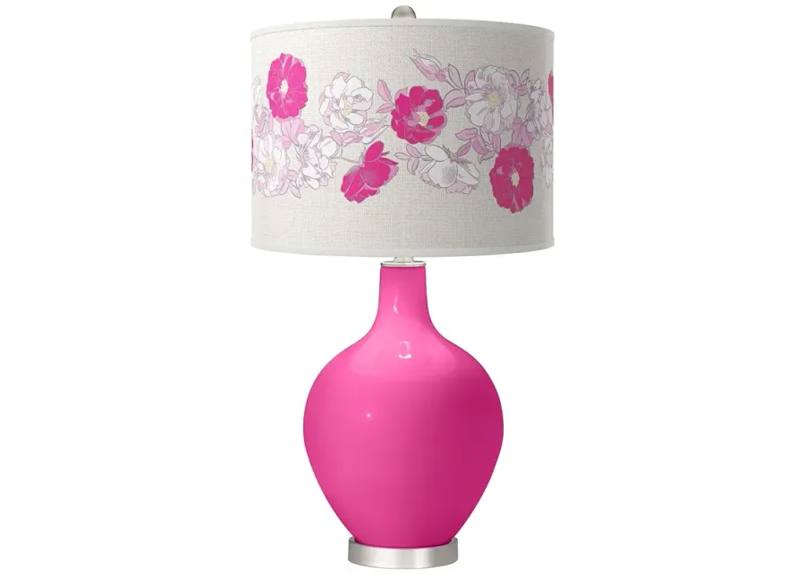 Color Plus Ovo 28 1/2" Rose Bouquet Fuchsia Pink Table Lamp-pink